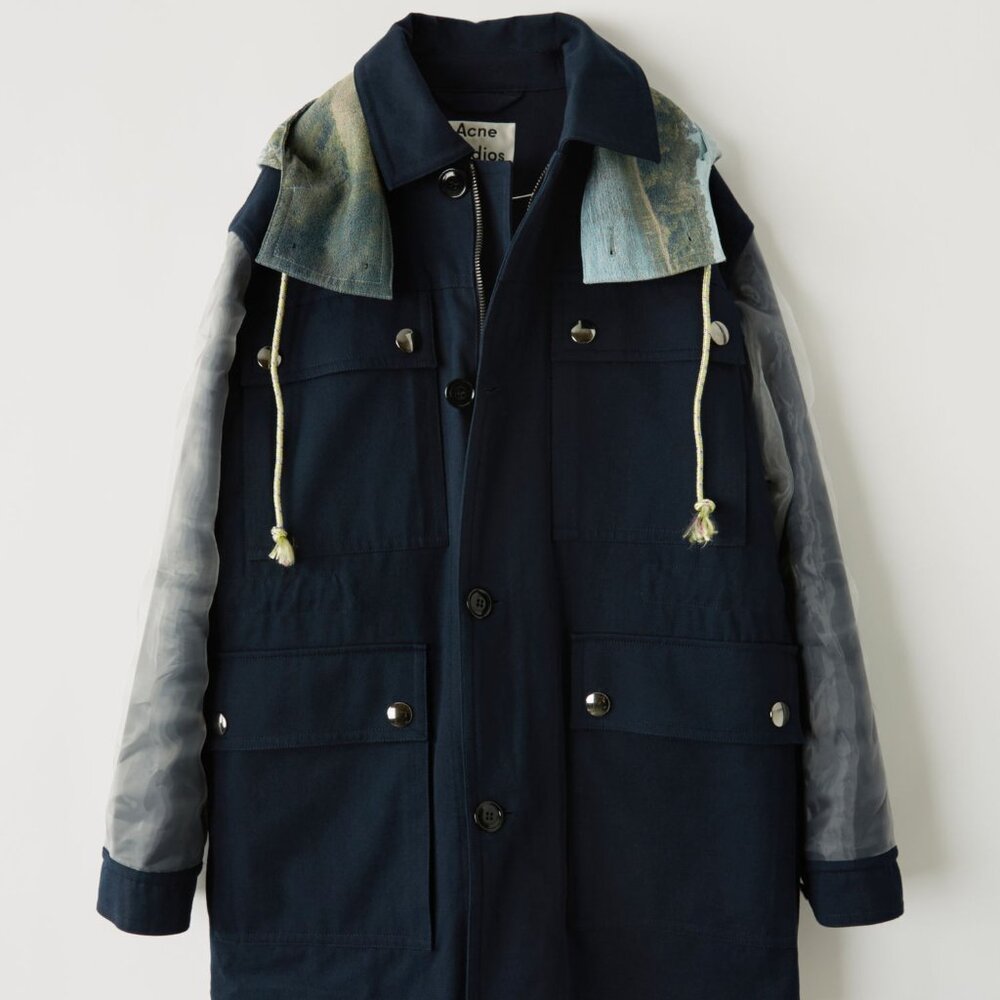 BNWT SS19 ACNE STUDIOS TWO-TONE PARKA NAVY 48 - Picture 14 of 16